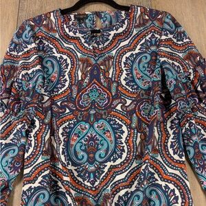 Talbots Multicolor Paisley 3/4 Sleeve Blouse